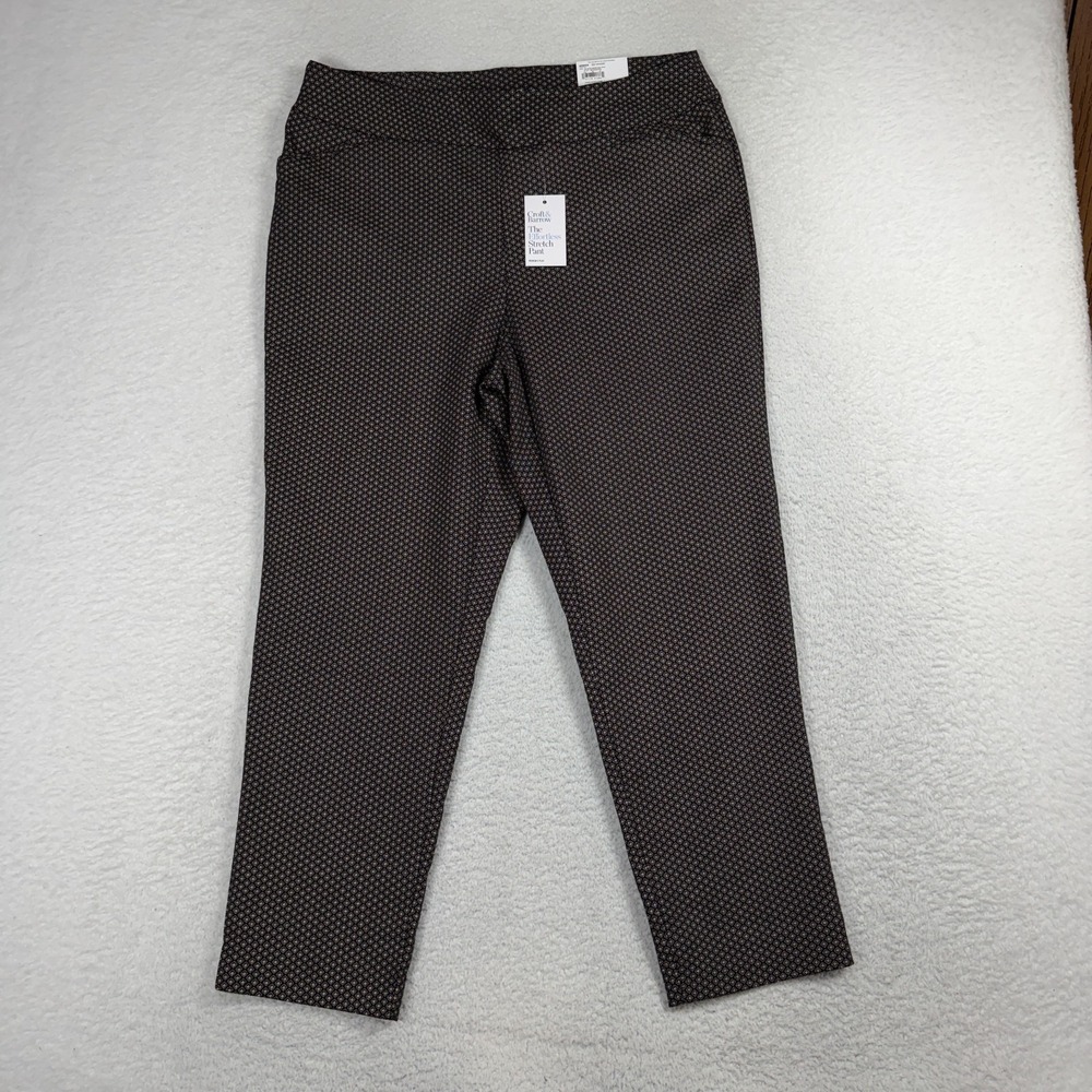 Croft Barrow Effortless Stretch Pants Women 14W (34x27) Short Black Straight Mid